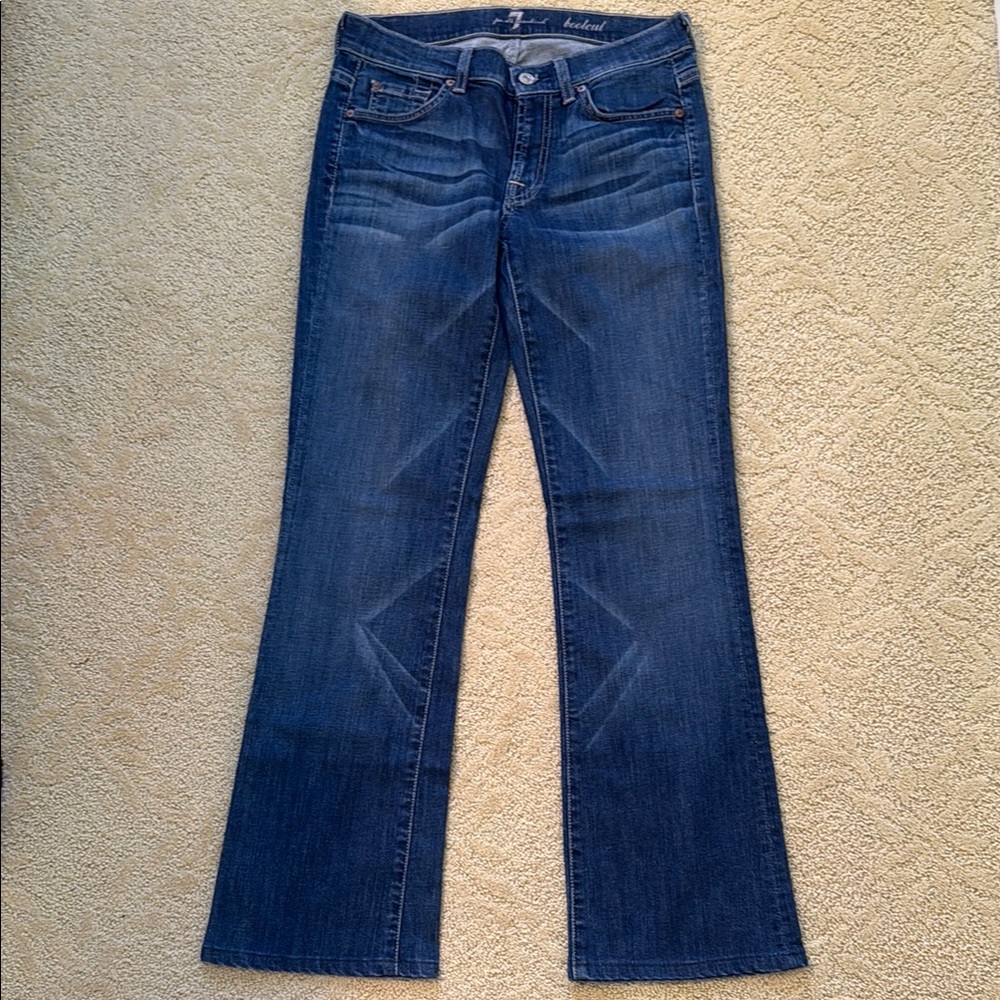 7 For All Mankind Blue Flare Wide Leg Jeans
